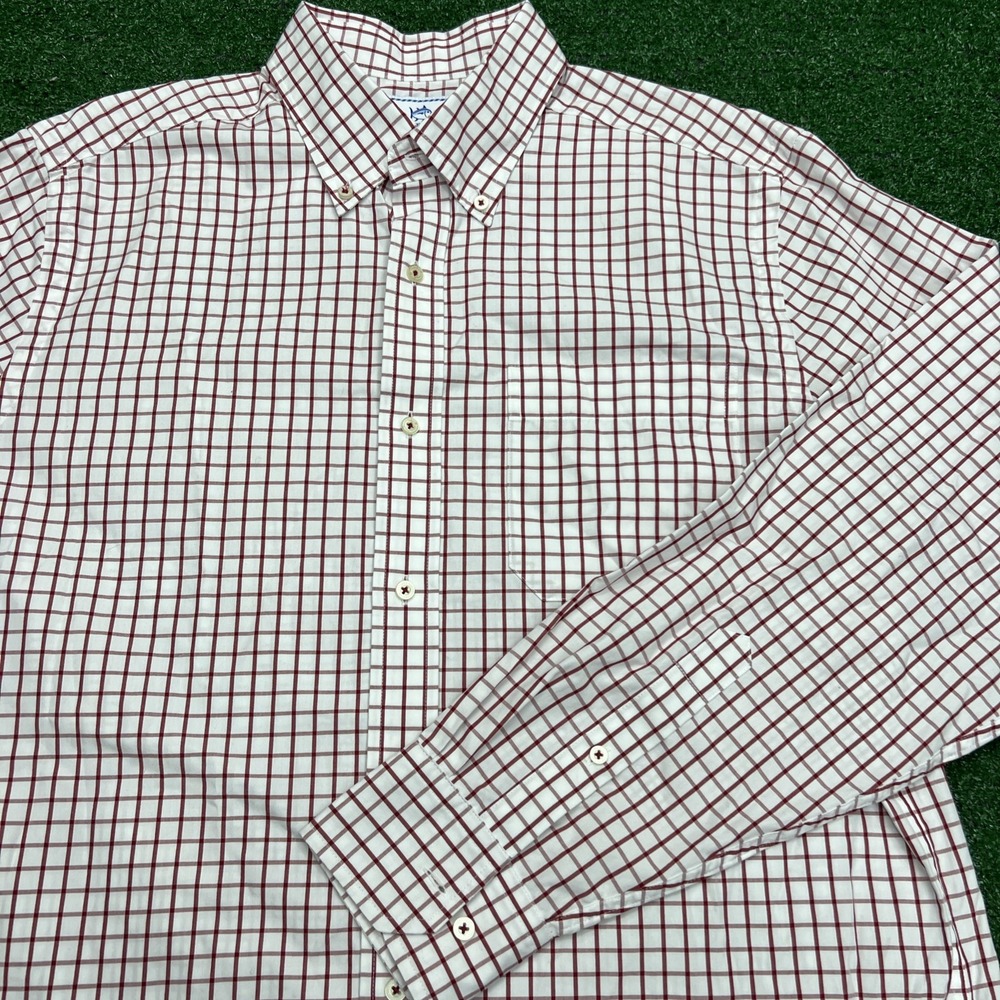 Southern Tide‎  Button Down Red White Check Long Sleeve Shirt Men's Size Med